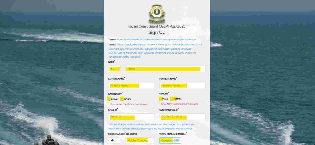 Indian Coast Guard Recruitment 2025